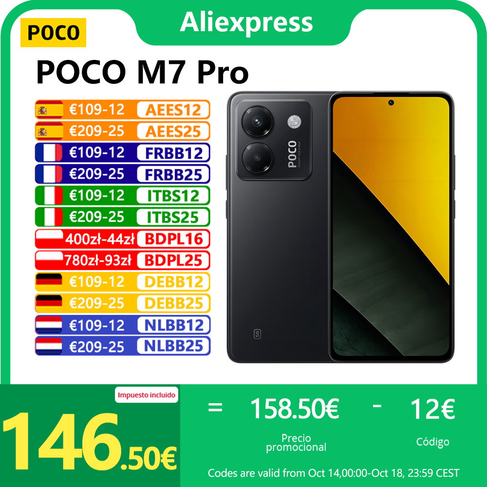 POCO M7 Pro 5G,NFC,Smartphones,Dimensity 7025-Ultra,6,67'' AMOLED,120 Hz,50 MP camera,5110 mAh batterij
