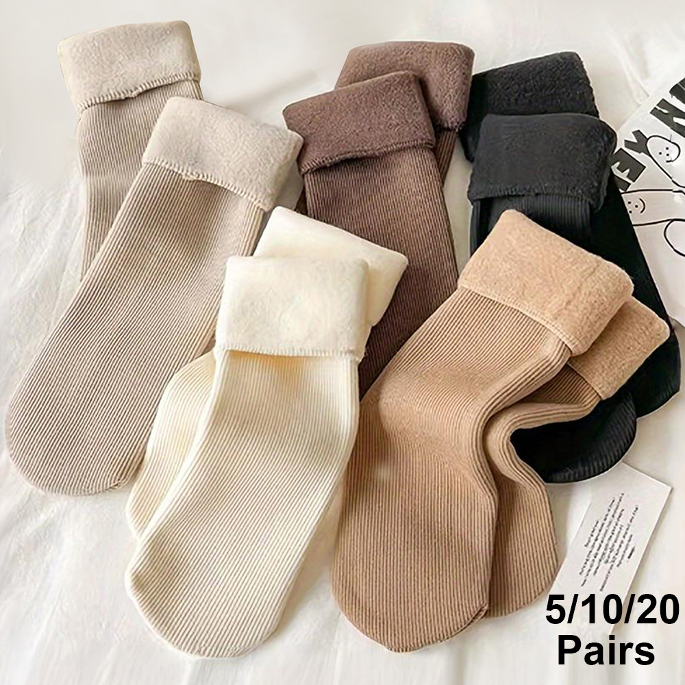 5/10/20 Pairs Frauen Winter Verdicken Warme Kurze Socken Thermische Kaschmir Wolle Socken Nylon Schnee Samt Stiefel Hause boden