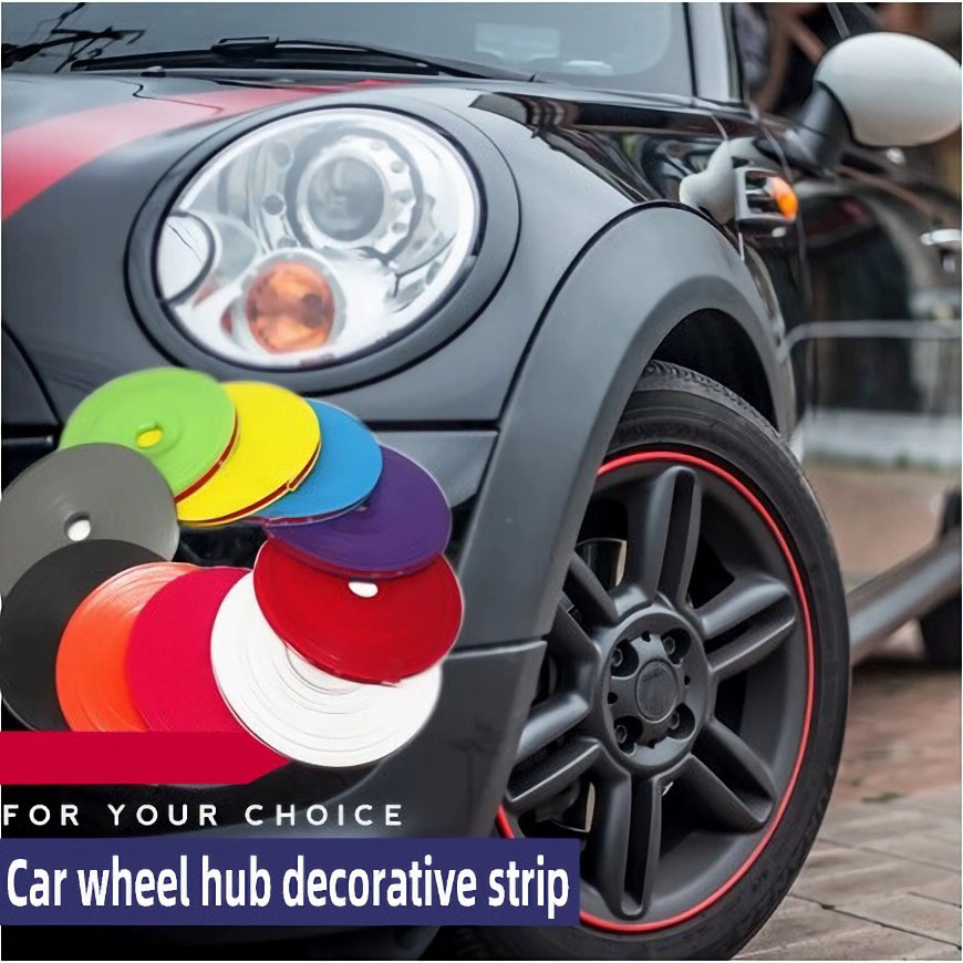 Tira decorativa para para para-choque de carro, 8 metros, cubo de roda vermelho, moldagem, borda, proteção, estilo de carro, acessórios externos