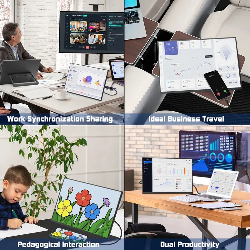 pc Portable Monitor 18.5 Inch 100Hz 100% SRGB FHD 1080P IPS Computer Display Gaming Monitor For Laptop USB C HDMI HDR Travel