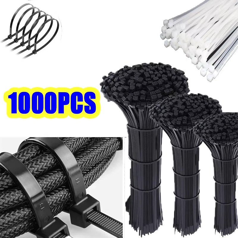 100-1000 SZTUK Samozaciskowa plastikowa opaska nylonowa Czarny pasek mocujący Zestaw opasek kablowych Opaska kablowa Pierścień mocujący Zip Wraps Opaska kablowa