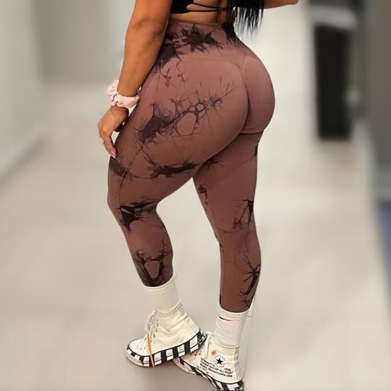 Mallas de gimnasio Tiedye para mujer, pantalones de Yoga sin costuras, mallas deportivas para Fitness, mallas de entrenamiento de cintura alta, envío directo