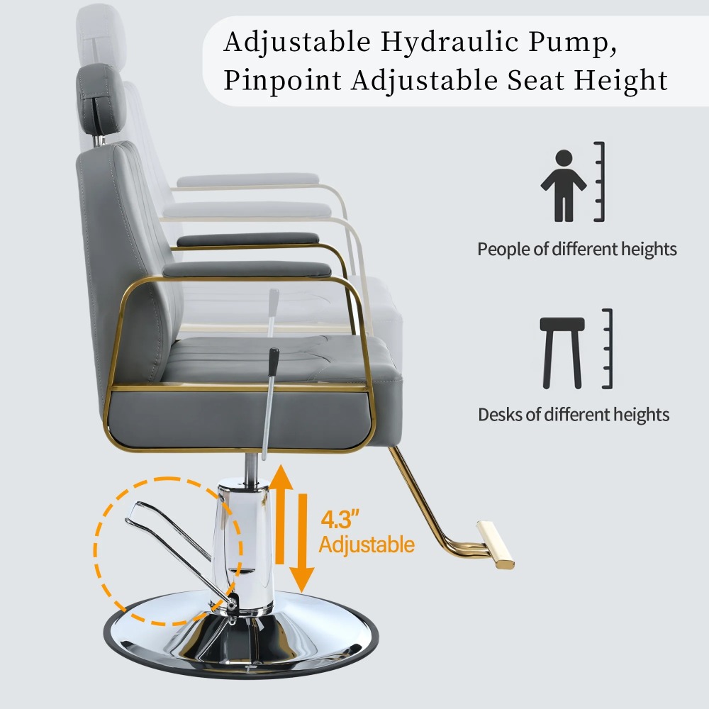Barber Chair, Heavy Duty Salon Chair, Height Adjustable Hydraulic Barbershop Chair, 360° Rotation, Multi-Function Shampoo Chair