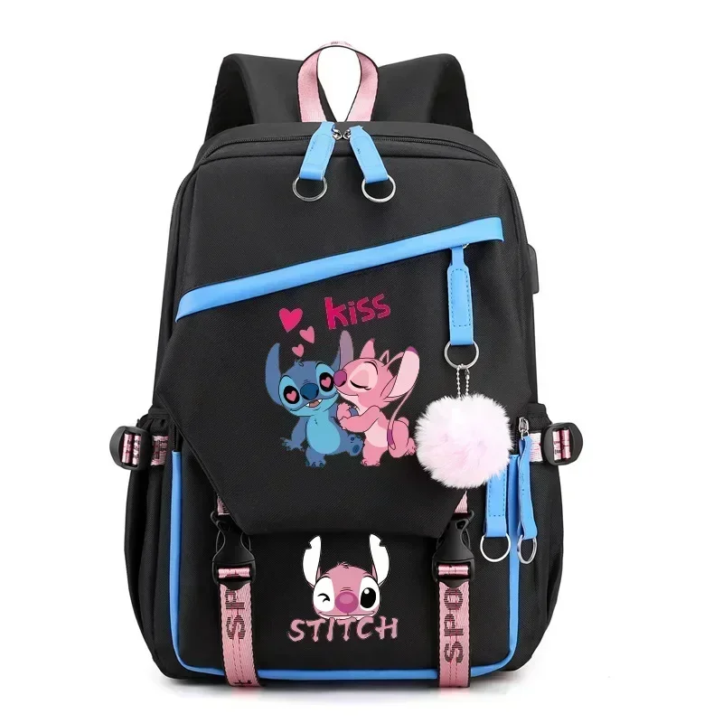 MINISO名創優品 ディズニー新着ステッチUSB充電バックパック - 男の子女の子用のかわいい荷物機能USBパワーバンク学生バッグギフト