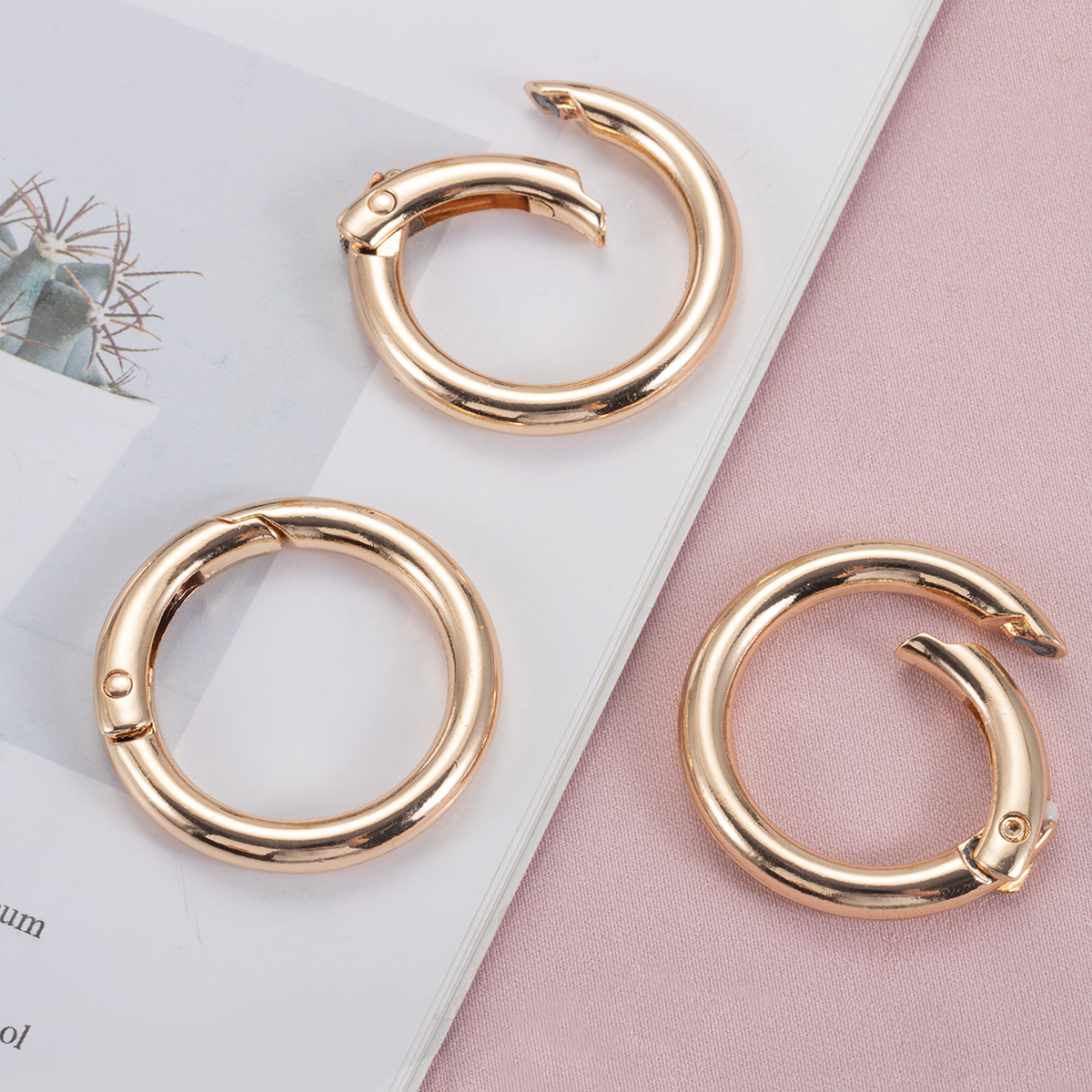 5PCS Ronde Lente Sluiting Sleutelhanger Ring KC Goud Kleur Te Openen Karabijnhaak Gesp Connector voor Sieraden Maken Tas accessoires