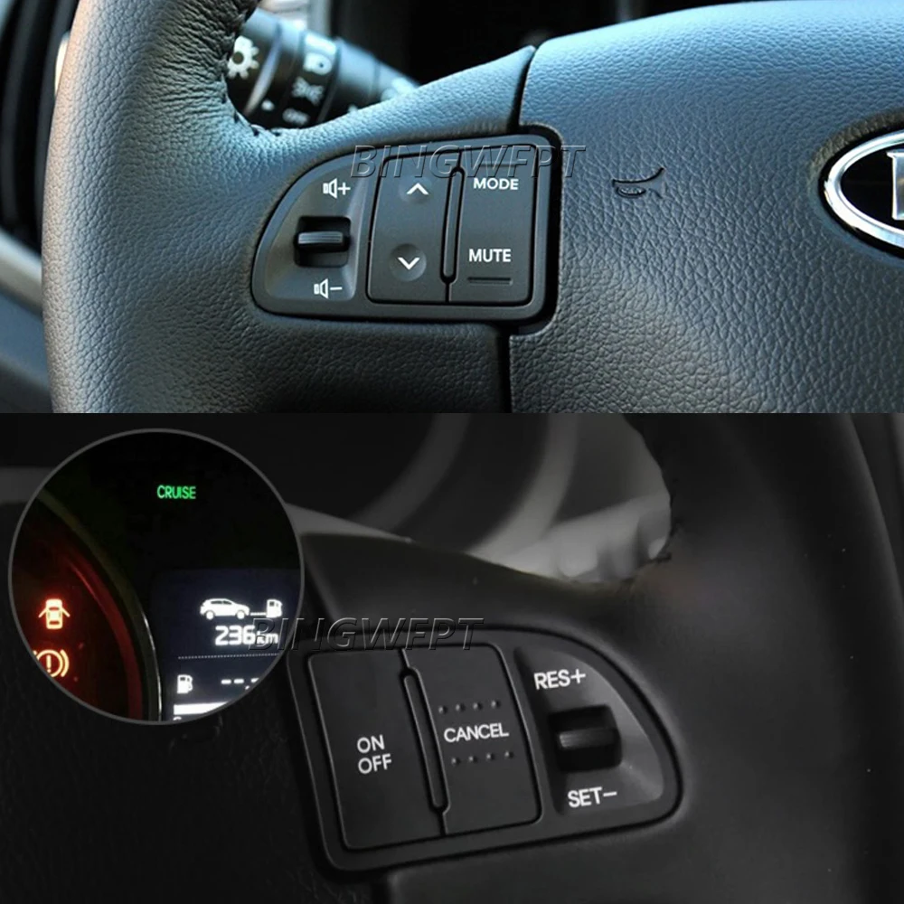 Botones de Control de crucero de Audio del volante multifunción para Kia Sportage SL, interruptor de botón de Panel Bluetooth con retroiluminación