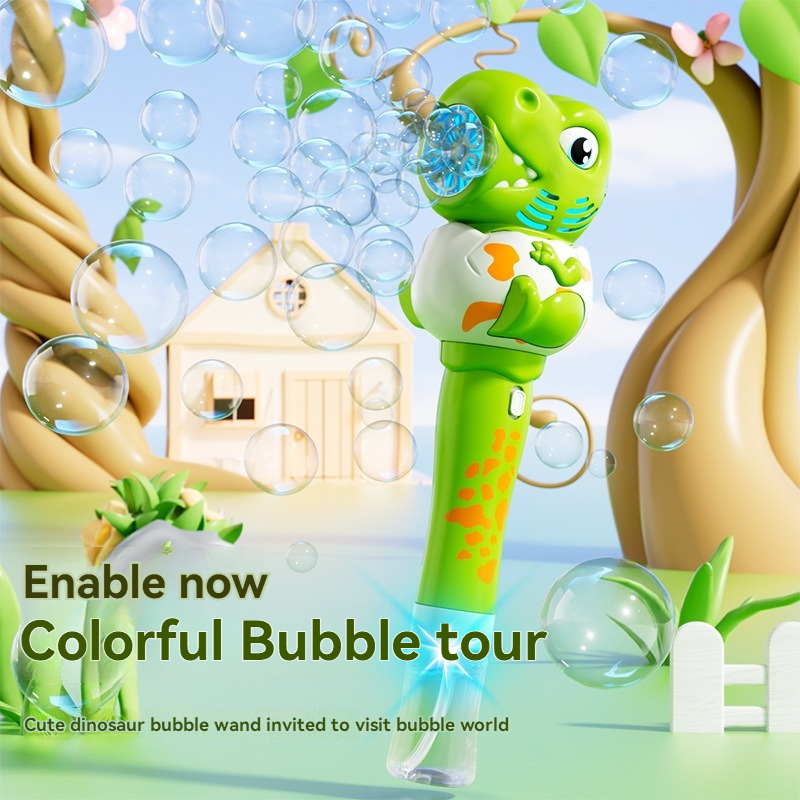 New Dinosaur Bubble Gun Toy Rocket Soap Bubbles Machine Gun Shape Automatic Blower With Light Toys For Boys Girls Christmas Gift