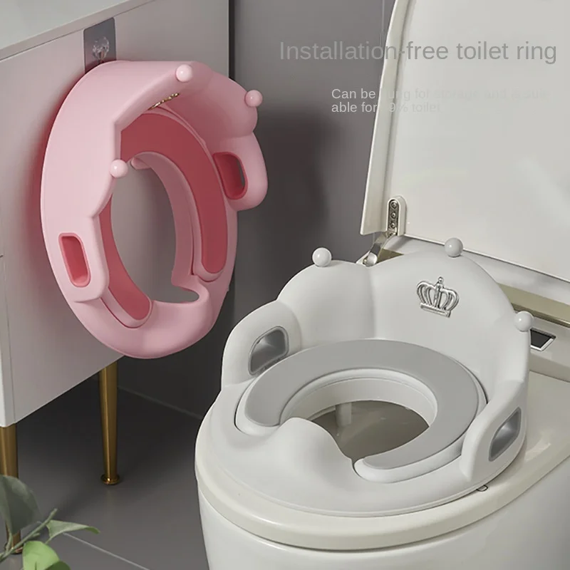 Assento sanitário portátil para crianças, assento de vaso sanitário com coroa para bebês, almofada auxiliar para assento de vaso sanitário, mictório, capa de assento de treinamento