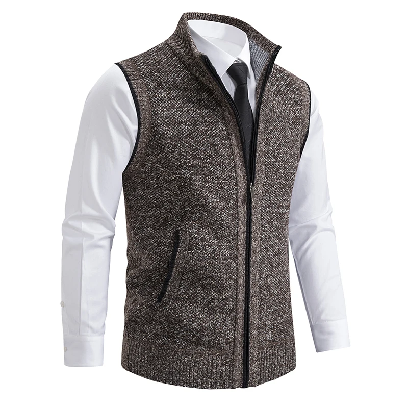 Männliche Weste Strickjacke Ärmellose Strickjacken Männer Mode Lässig Tierarzt Outwear Luxusmarke Mann Kleidung Braune Weste