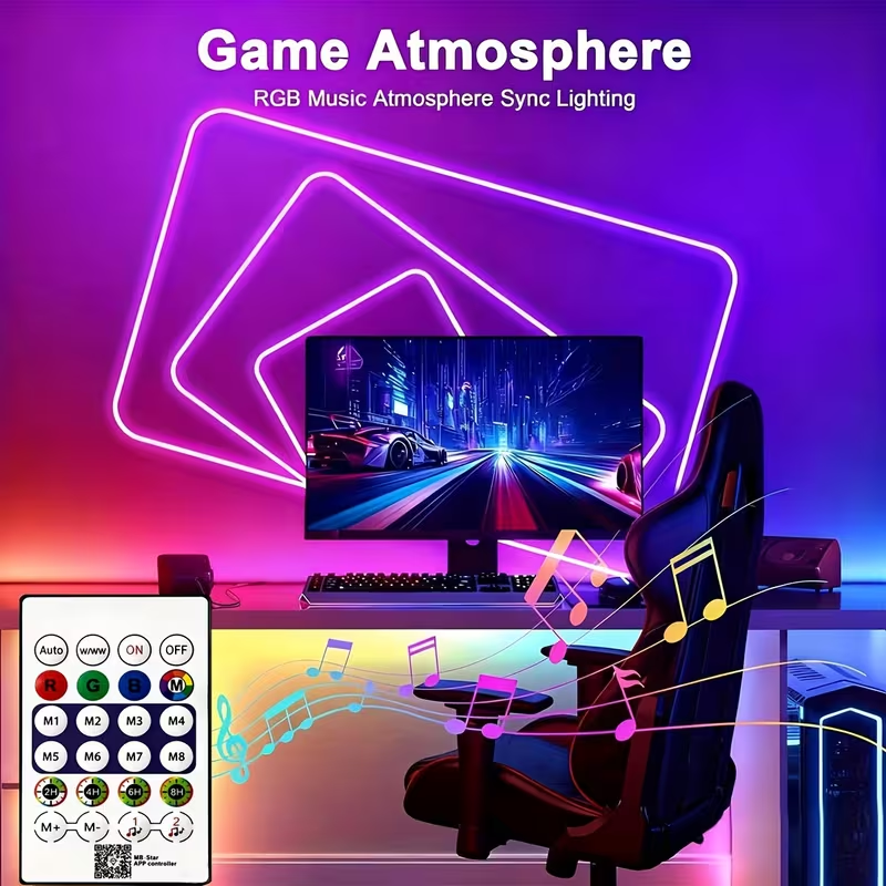 1M 2M 3M 5M RGB Neon Strip Light USB Waterproof Flexible Ribbon Tape Neon Lights With Bluetooth Remote Control For Home Decorati