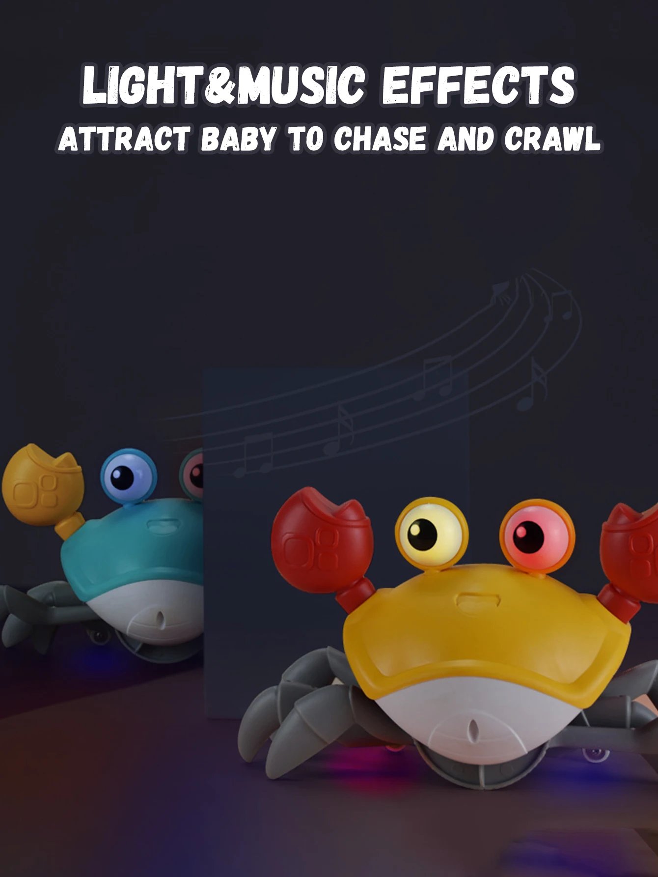 1 PC Auto-Sensing Escape Crab ของเล่นเด็ก Crawling หลีกเลี่ยงอุปสรรคสัตว์เลี้ยงอิเล็กทรอนิกส์เพลงเด็กของเล่นไม่มีแบตเตอรี่