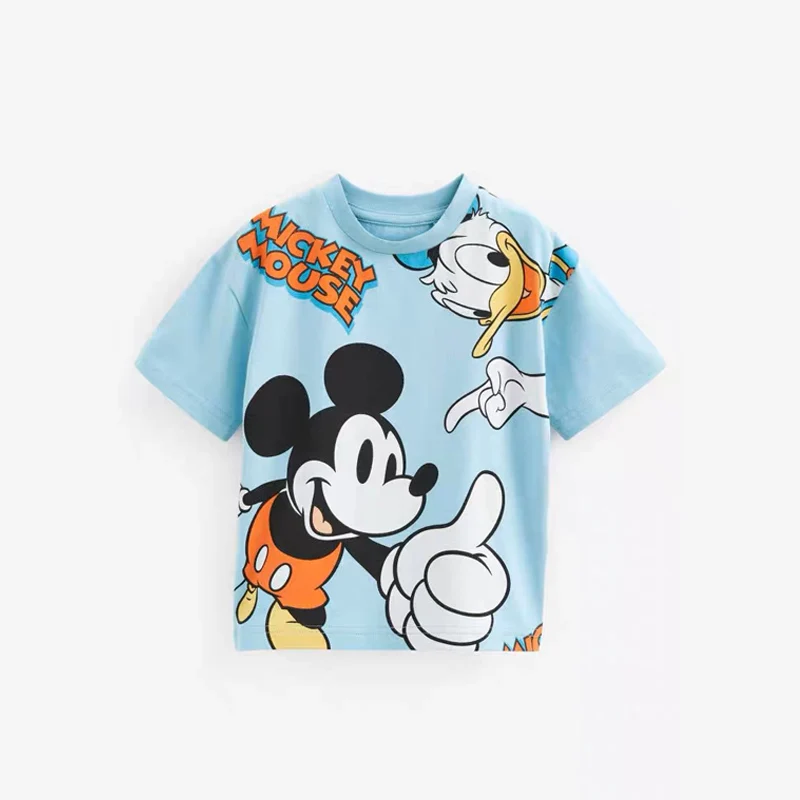 Детская Летняя Футболка Disney С Короткими Рукавами И Круглым Вырезом, Повседневный Хлопковый Топ Для Мальчиков И Девочек