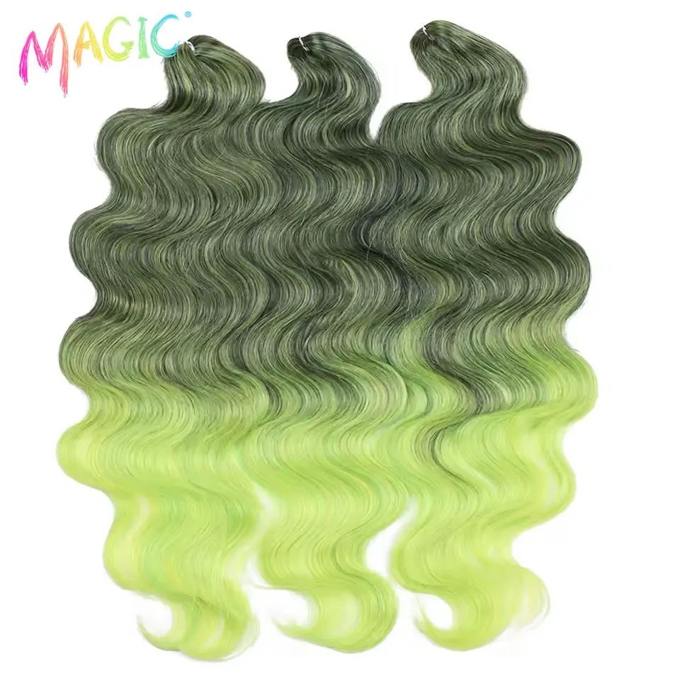Magic Tóc Tổng Hợp 26 Inch Sóng Thân Tóc Bó 100G Ombre Tóc Vàng Nâu Dệt Đuôi Ngựa Làm Tóc Chịu Nhiệt tóc
