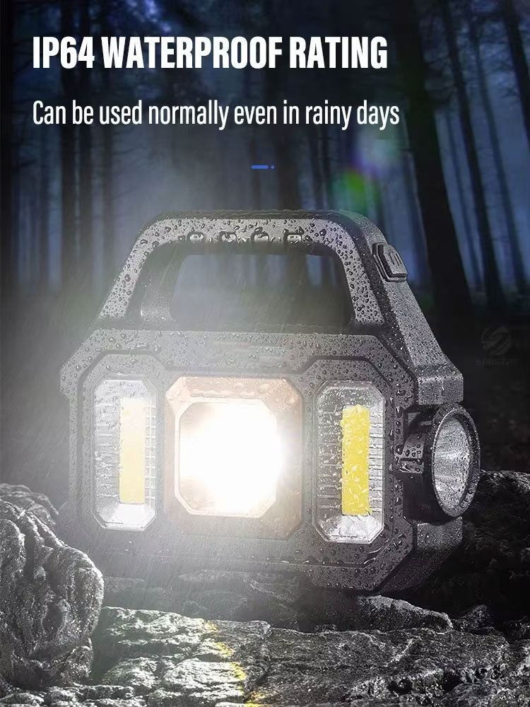 Lampes de poche LED rechargeables haute puissance, lampe de travail de camping, lumière portable multifonctionnelle, charge solaire, 6 modes d'éclairage