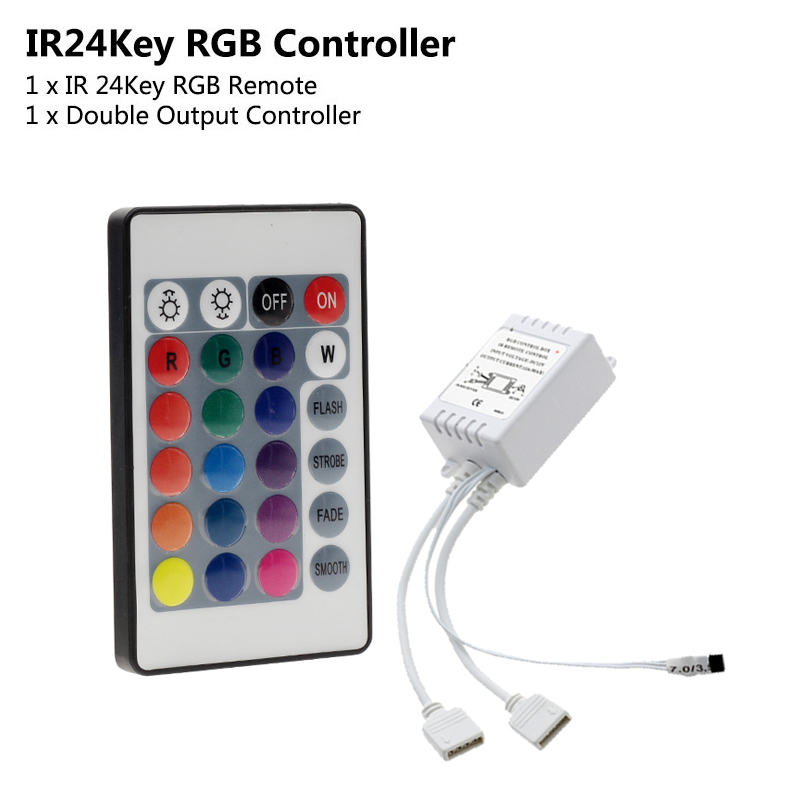Controlador Led de 44 teclas, caja controladora LED IR RGB, controlador 1 a 2, atenuador remoto IR DC12V para tira de luces LED RGB 3528 5050