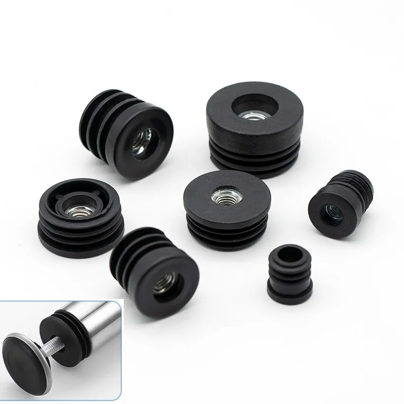 16mm~50mm Round Nut Hole Plug Pipe Plug Black Plastic Furniture Leveling Feet Blanking End Cap Furniture M6 M8 M10