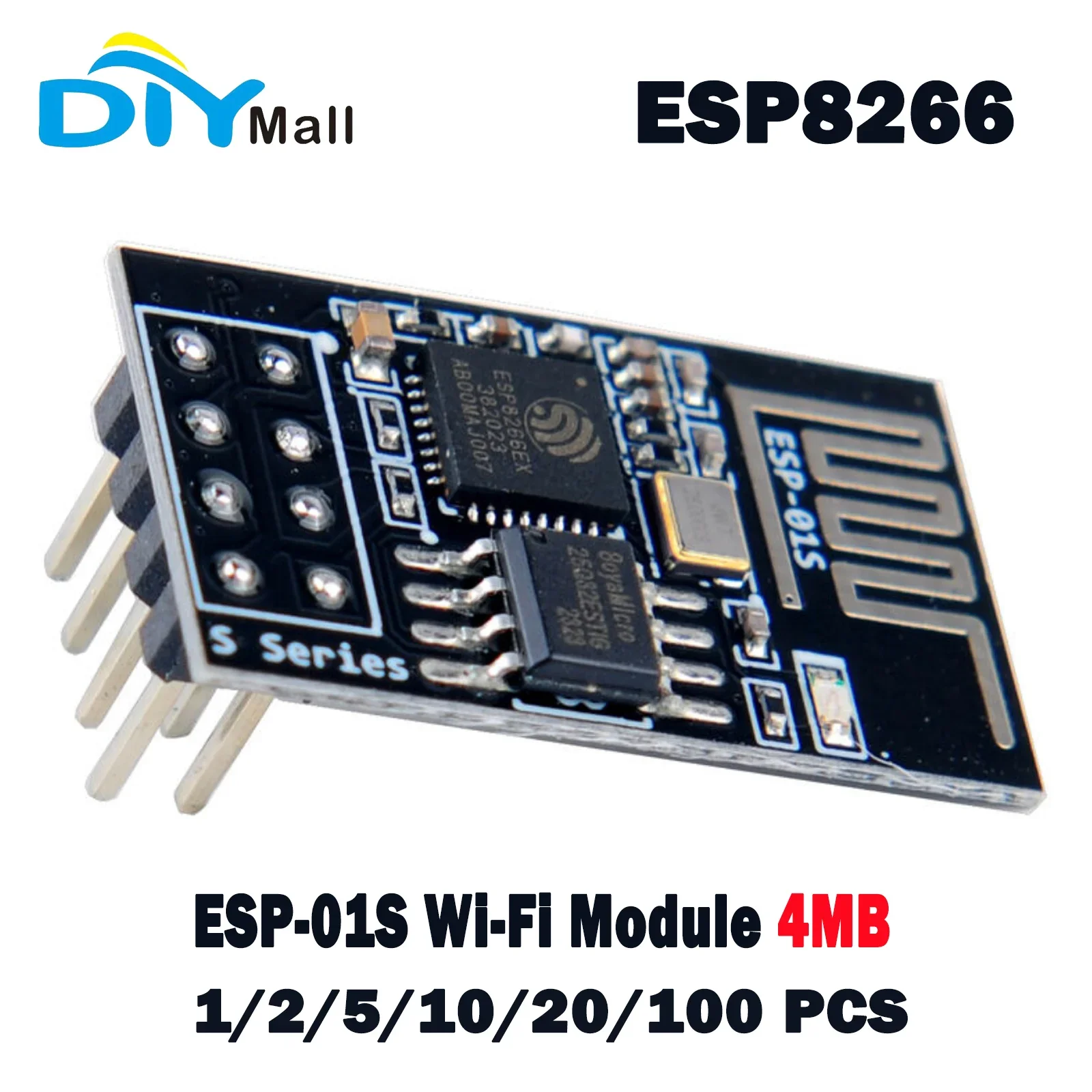 ESP-01S ESP8266 Модуль беспроводного последовательного приемопередатчика Wi-Fi 4 МБ Flash 3,3 В Модуль Wi-Fi, совместимый с Ar-duino IDE 1/2/5/10/20/100