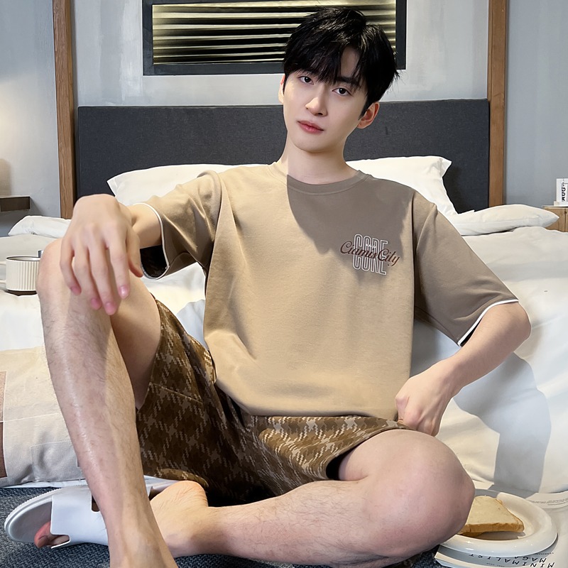 ชุดนอนชายฝ้ายชุดนอน Plus ขนาด L-3XL ชุดนอนชายชุดนอน2ชิ้นชุดพักผ่อน Loungewear ชาย Night เสื้อผ้า