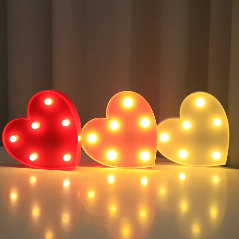 โคมไฟ LED รูปหัวใจสำหรับงานแต่งงานไฟกลางคืนสีชมพูสีแดงโรแมนติกของประดับตกแต่งบ้านวันวาเลนไทน์ของขวัญวันวาเลนไทน์