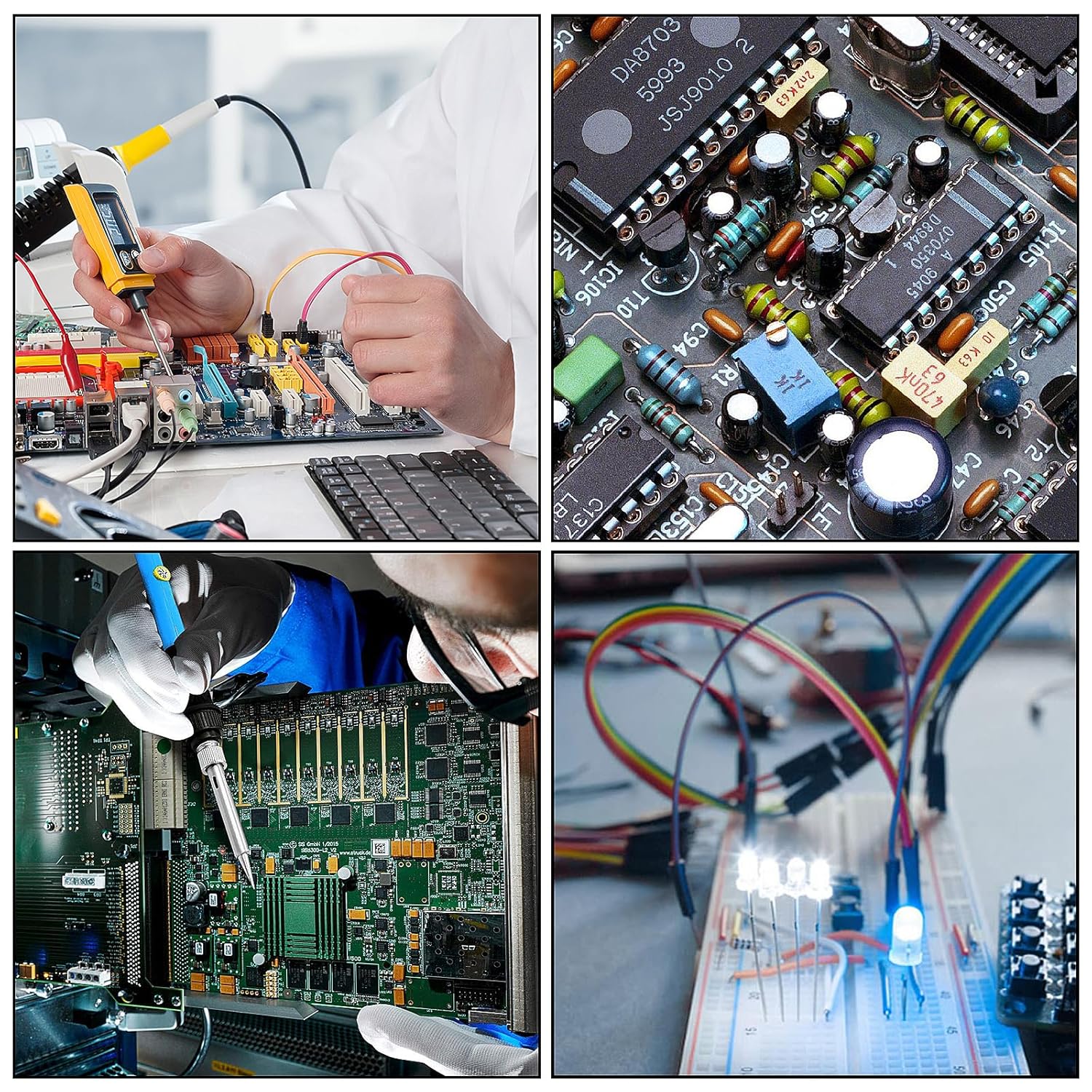 Kit de iniciación de componentes electrónicos, condensador de resistencia, paquete surtido de transistores de diodo LED para Arduino DIY, 1500 Uds.