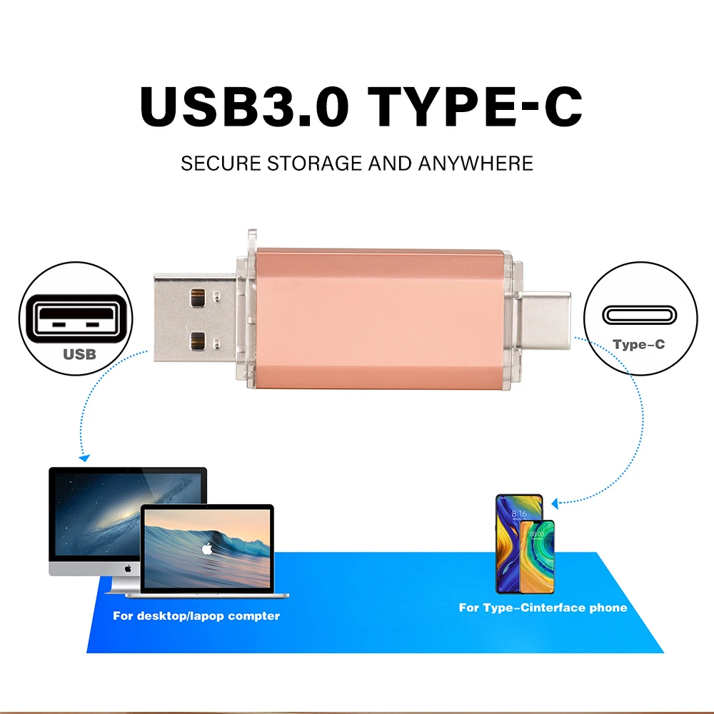 Clé USB OTG 8 go 16 go pour téléphone Android 64 go clé USB 128 go 32 go clé USB type c clé mémoire en métal cle usb
