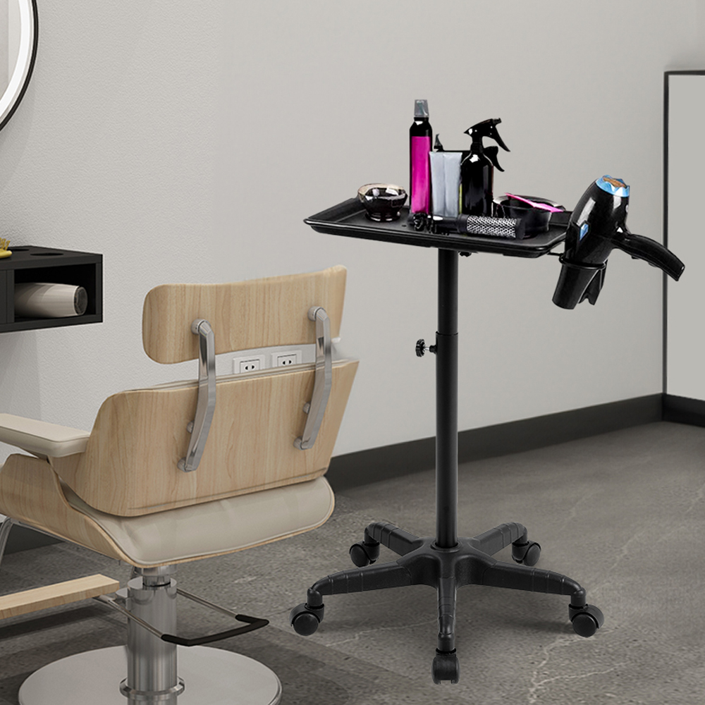 Voltsify Adjustable Salon Tray Cart on Wheels Includes 2 Holders for Hair Dryers and Brushes
