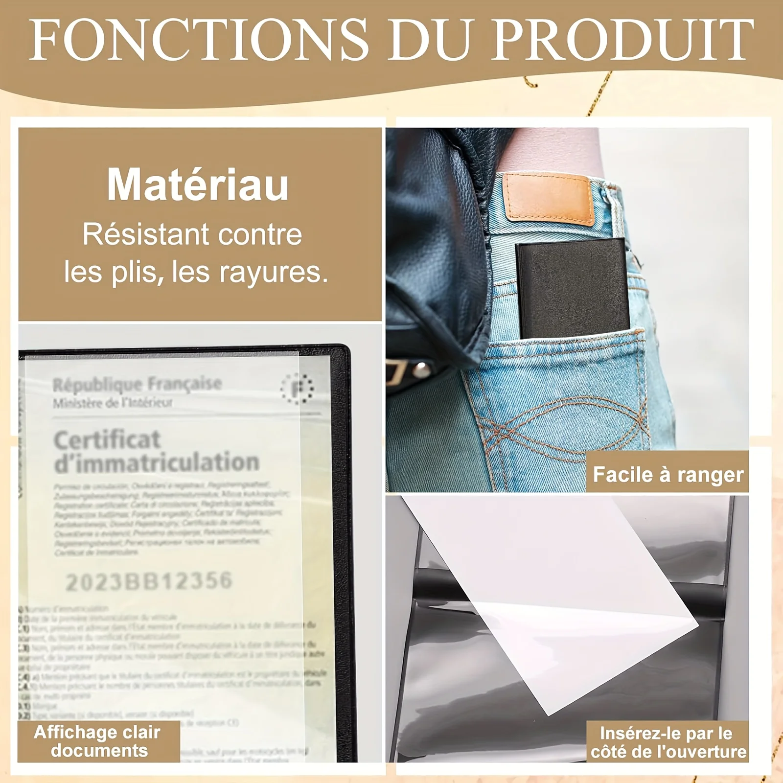 Portatarjetas de registro y seguro de vehículos: funda de plástico transparente para documentos de automóviles/motocicletas