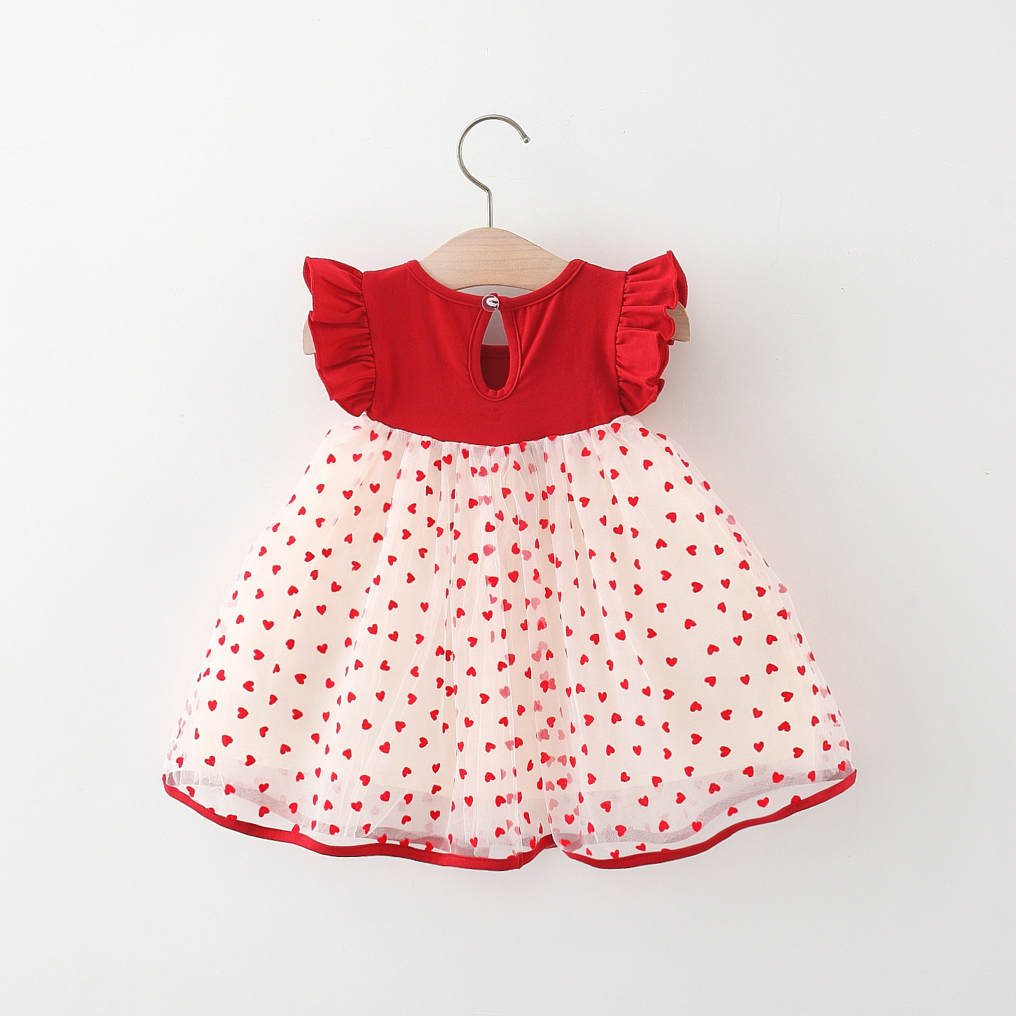 Baby Mädchen Rotes Kleid Herz Gesticktes Mesh Schleife Tutu Kleid Kinder Geburtstag Party Kleidung