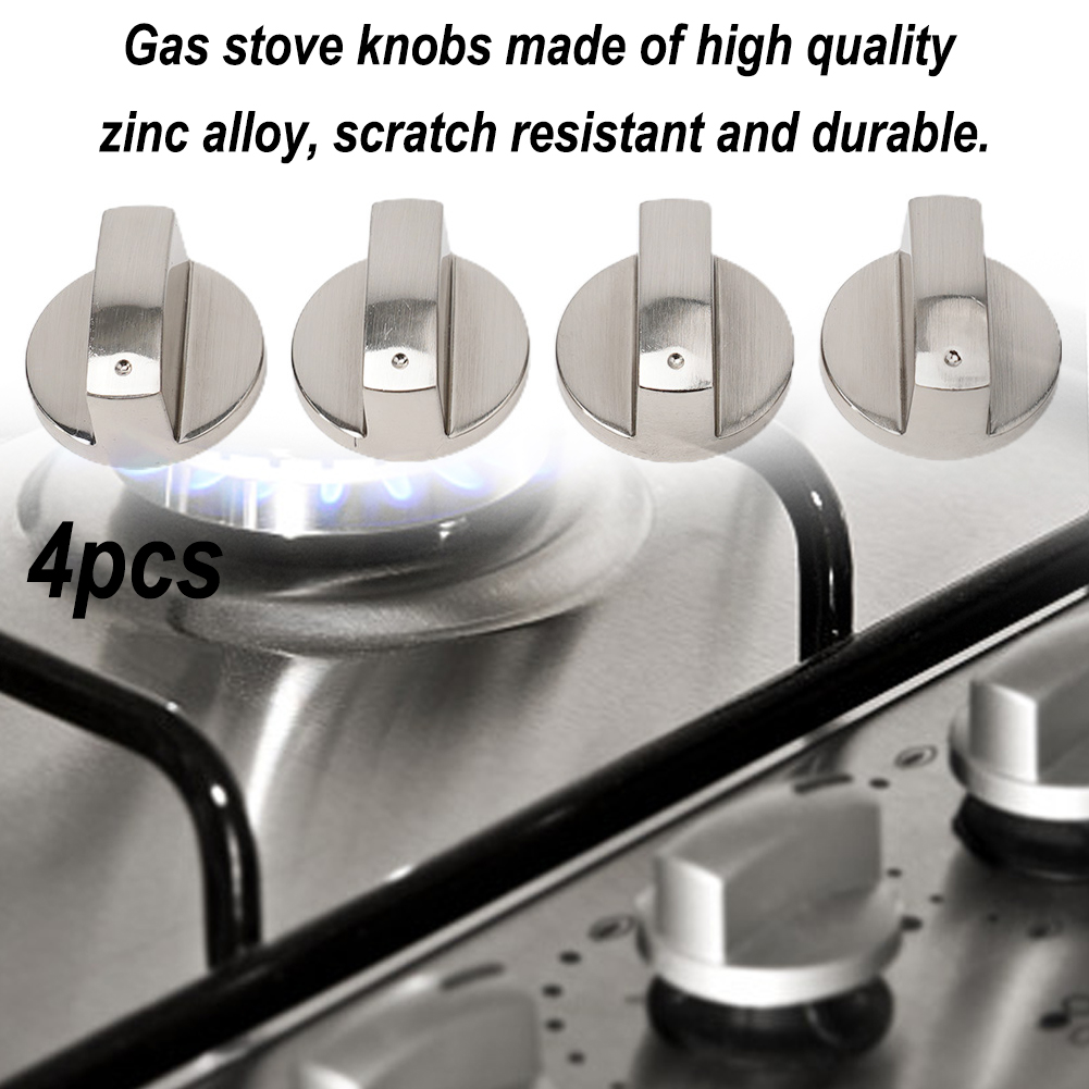 4PCS Gas Stove Knobs 6mm Silver Modern Kitchen Electric Cooker Oven Hob Control Switch For Household Hardware Replacement Tools