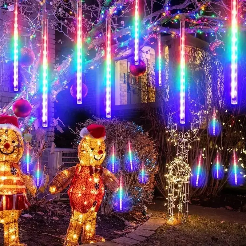Wtyczka EU/US Meteor Shower String Lights do dekoracji choinki ślubnej w ogrodzie ulicznym Navidad Zewnętrzne oświetlenie świąteczne LED
