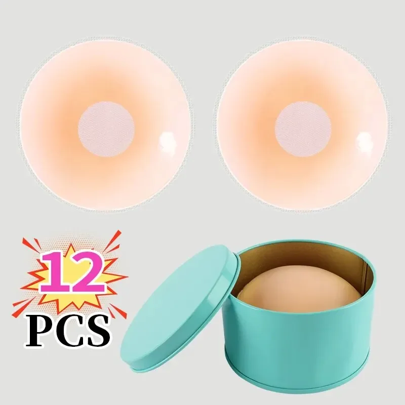 12-delige siliconen latexstickers voor antireflectieondergoed, sexy en ademende onzichtbare borstverzorging, reisdoosverpakking