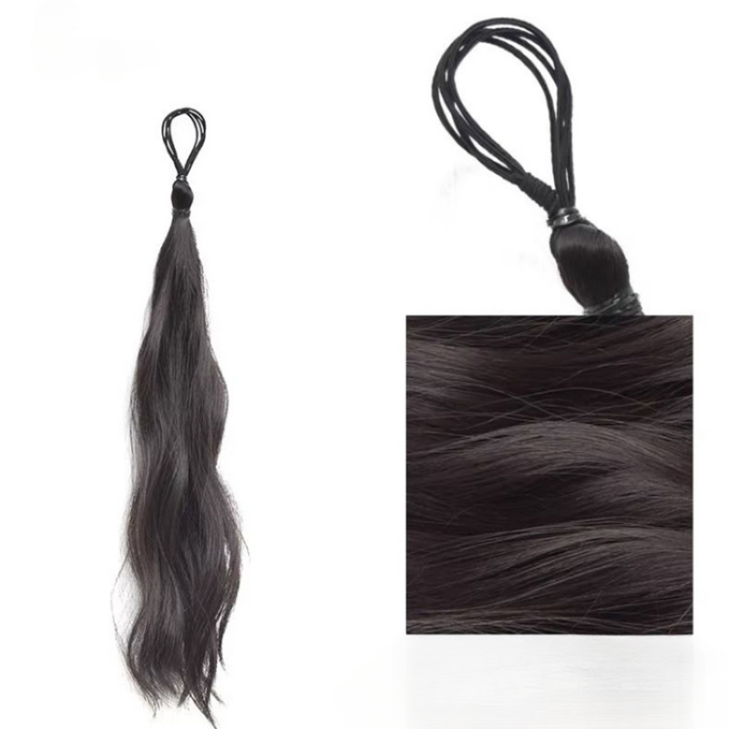 Moda peruca rabo de cavalo auto-torcido feixes de cabelo cabeça de pílula comprimento médio simulação tipo de laço de cabelo para mulher uso diário festa