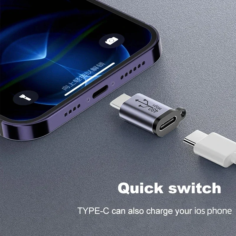 USB C 타입 어댑터, 마이크로-미니 USB 암 변환기, 아이폰 14, 13, 샤오미, 삼성, 라이트닝 남성 충전기 어댑터
