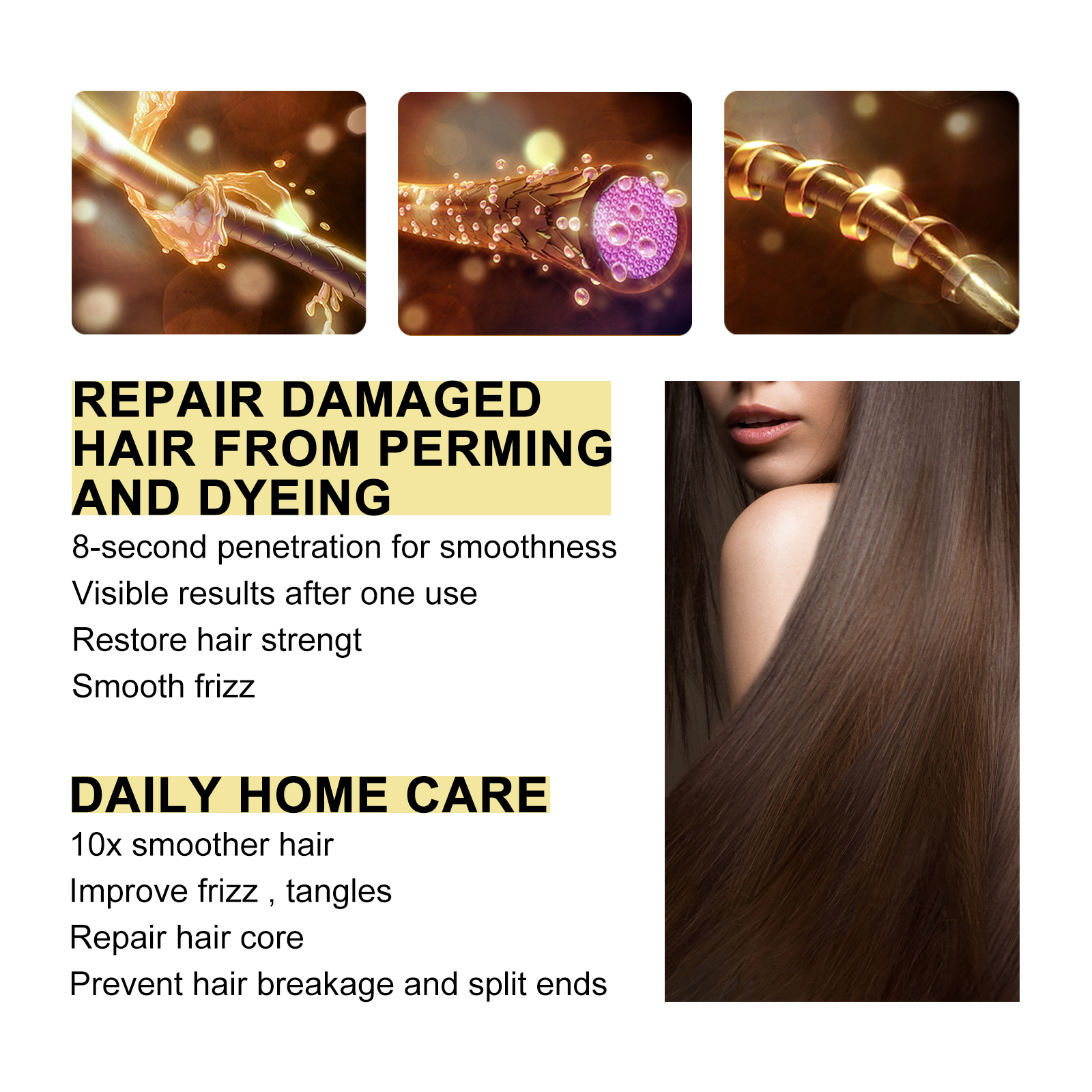 ケラチンヘアケアクリーム,縮れた髪を改善し,もつれた髪を改善し,髪の破損と裂けを防ぎます,8秒,ヘアケア製品