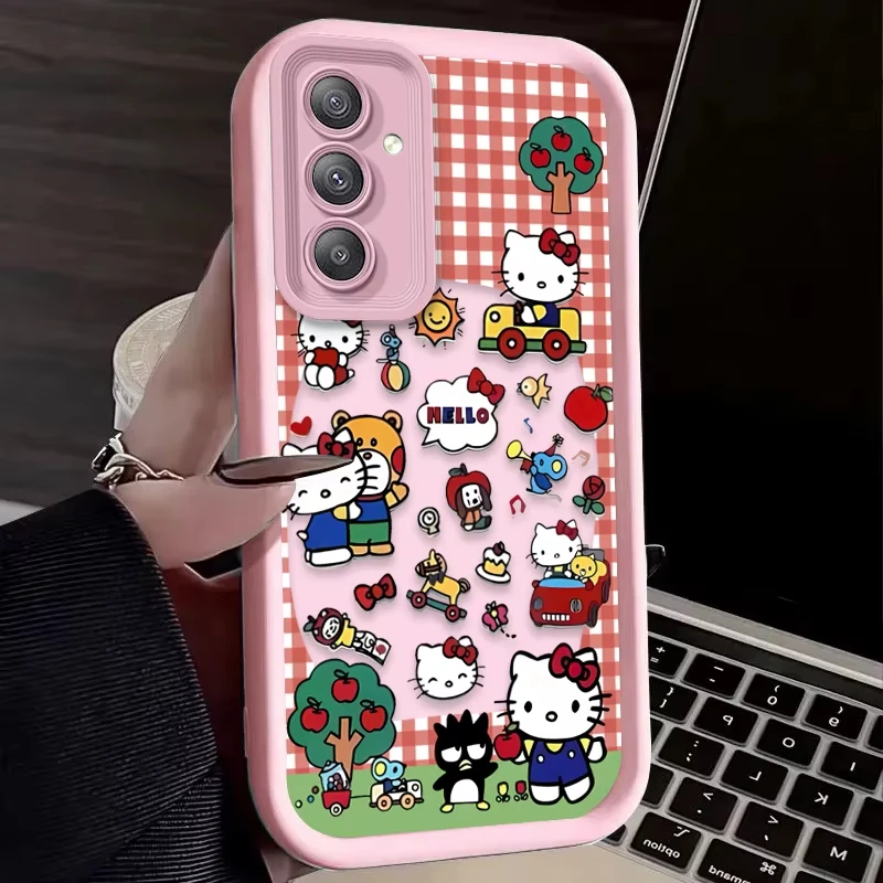 Casing Ponsel Kartun Hello Kitty Lucu untuk Samsung Galaxy A14 A15 5G S21 S22 S23 S24 S25 FE Plus Ultra A25 A35 A52 A53 A54 A55 5G