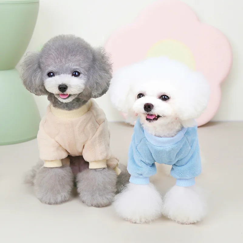 Mono de lana cálido para perros, pijamas para perros pequeños y medianos, ropa para gatos, ropa para Chihuahua Yorkie, abrigo Shih Tzu, trajes para caniche Pug