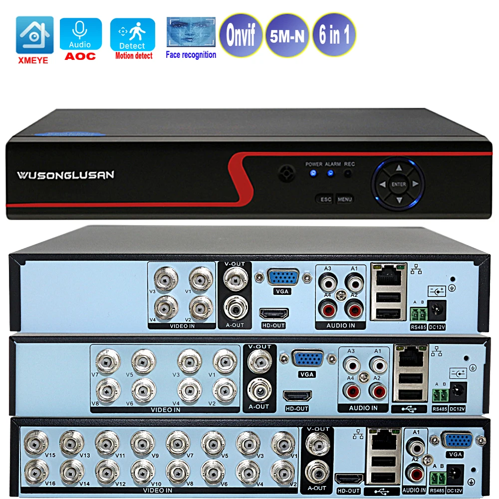 Xmeye Smart Dvr Nvr 4/8/16 canales 5MP-N 1080P grabadora de videovigilancia Audio sobre detección de movimiento Coaxial para cámaras CCTV
