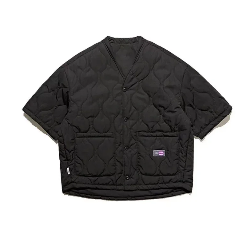 Vestes rembourrées en coton pour hommes, Style Robe taoïste chinoise sans col, Parkas à manches mi-longues, nouveau gilet chaud surdimensionné rétro, automne hiver