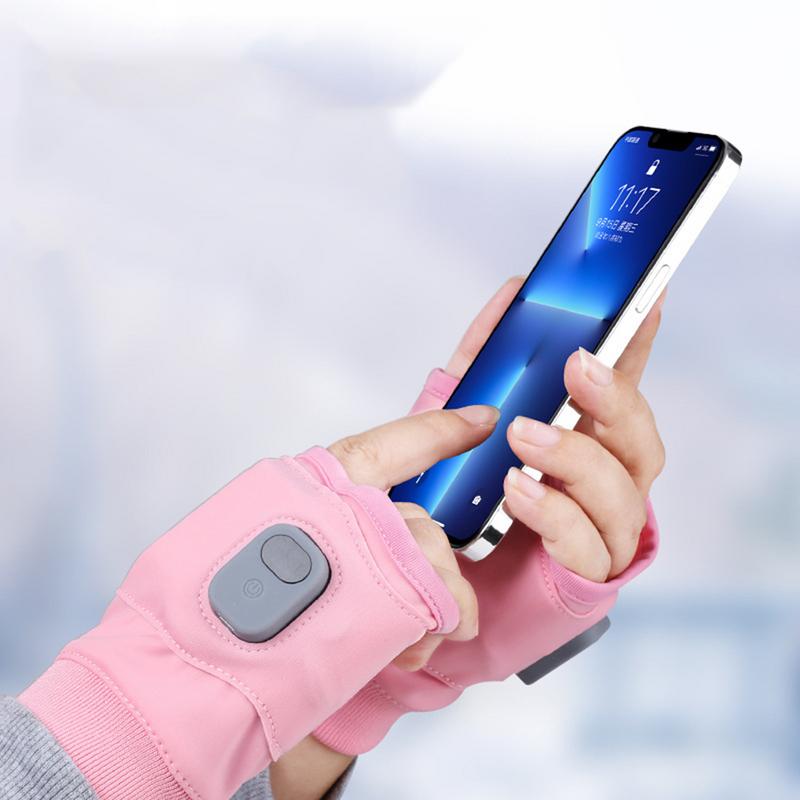 Guantes calefactables Unisex con calefacción eléctrica USB para invierno, manoplas calentadoras con pantalla táctil de medio dedo para senderismo al aire libre, 1 par