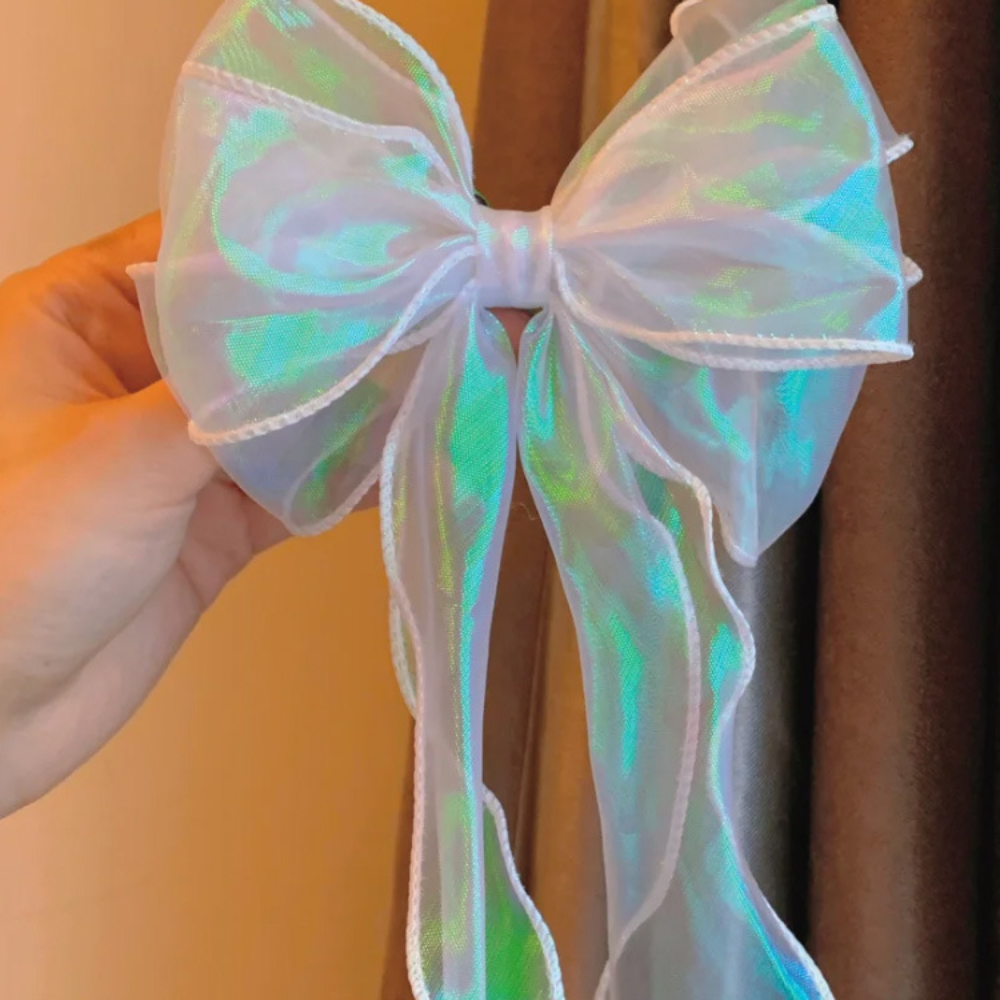 40mm 10Yards Fishtail Organza Lint Reflecterende Iriserende Golvende Rand Lint voor Cadeaupapier DIY Boog Boeket Voile linten