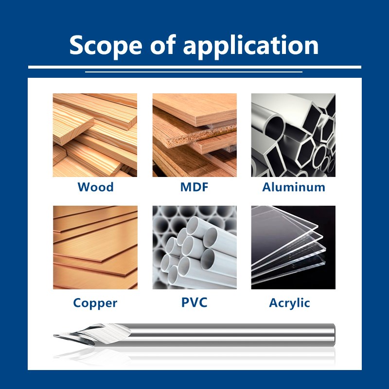 Khắc Hợp Bit 3.175Mm Vít V Hình Khắc Bit 20-60 Độ Carbide CNC Router Bit Đầu 0.1 0.2 0.3Mm 3D Dao Phay