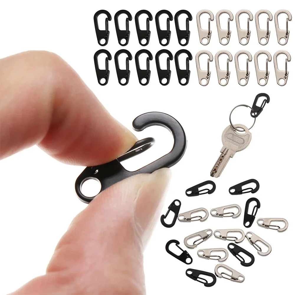 4/10 Uds mosquetón anillo en D llavero Clips de resorte Mini hebilla colgante de aleación de aluminio equipo EDC de supervivencia herramienta de llavero para acampar al aire libre