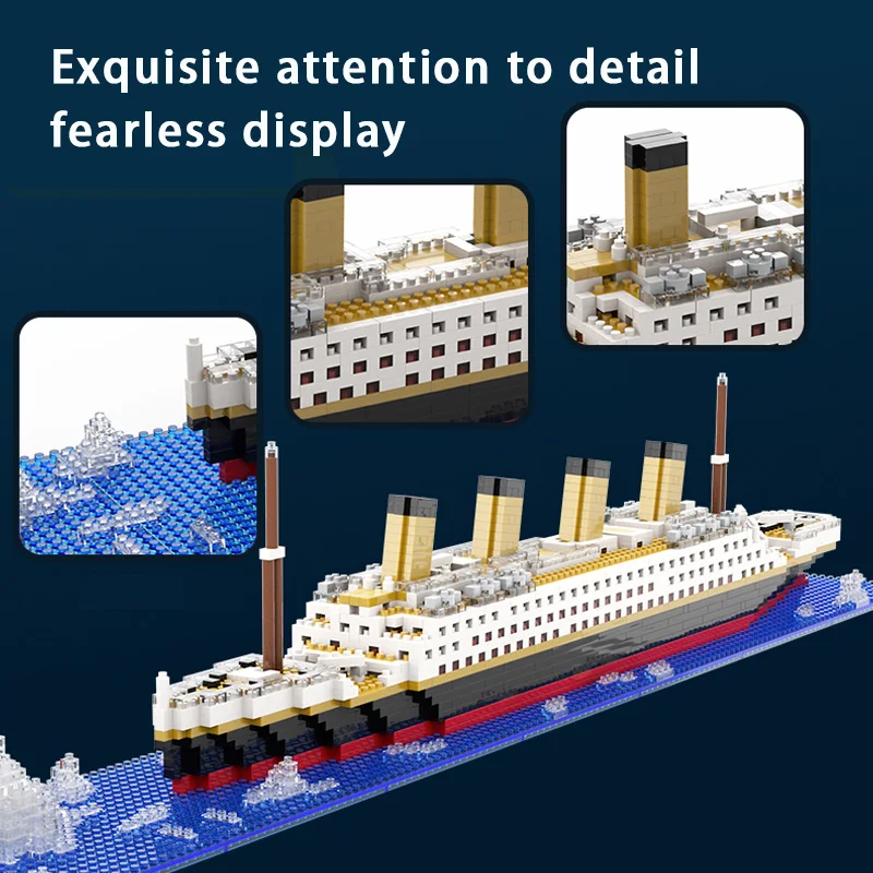 การจําลอง Titanic ความยากสูง Building Block Micro อนุภาคของเล่นปริศนาประกอบ Cruise เรือเด็กของขวัญ
