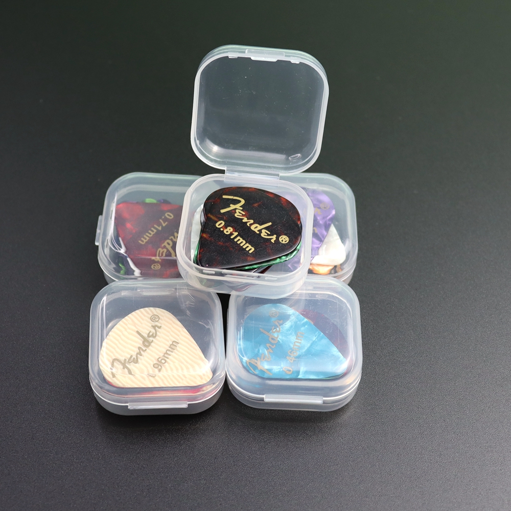 Palhetas para guitarra elétrica acústica, 20 e 50 e 100 peças, palhetas de celulóide, acessórios com caixa de espessura 0.46mm-0.96mm