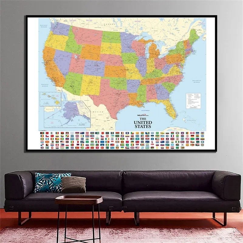 Pósteres decorativos del mapa del mundo de 90x60cm, impresiones sin marco, pinturas en lienzo para pared, suministros escolares, decoración del hogar para sala de estar