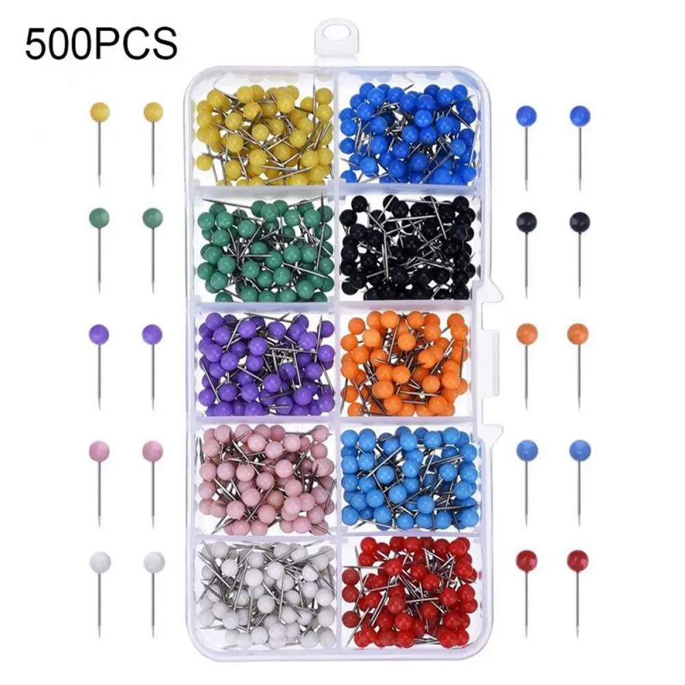 500 teile/satz Karte Reiß nägel Drucks tifte Kunststoff kopf mit Stahls pitze, 4mm 11mm Kork platte Sicherheit farbige Reiß zwecke Büro Schul material