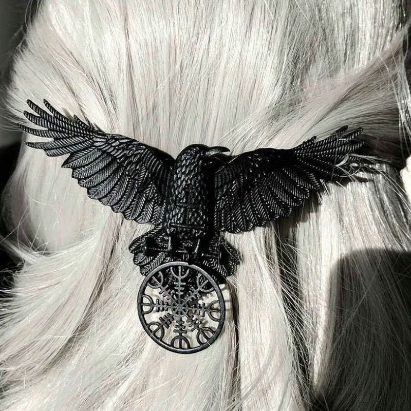 für Gothic Krähe Haarspange Vintage Tier Haarspangen Haarnadeln Hexe Wikinger Frauen Haarschmuck Halloween Cosplay Party Kopfschmuck