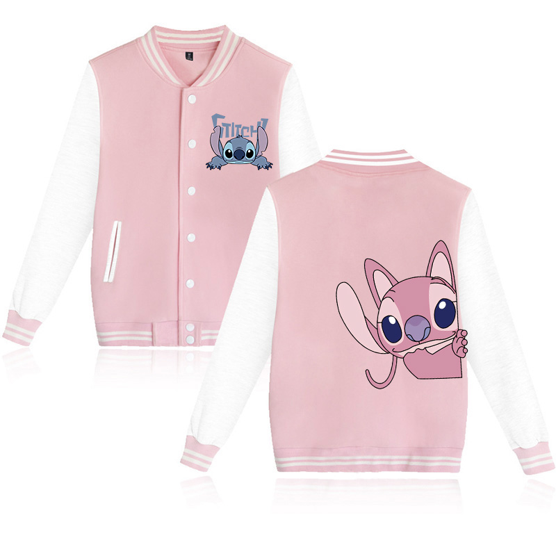 Sudadera con capucha de Stitch de Disney, chaqueta de béisbol para niños, sudadera para hombres y mujeres, chaquetas Harajuku para niños y niñas, ropa de calle, abrigos universitarios