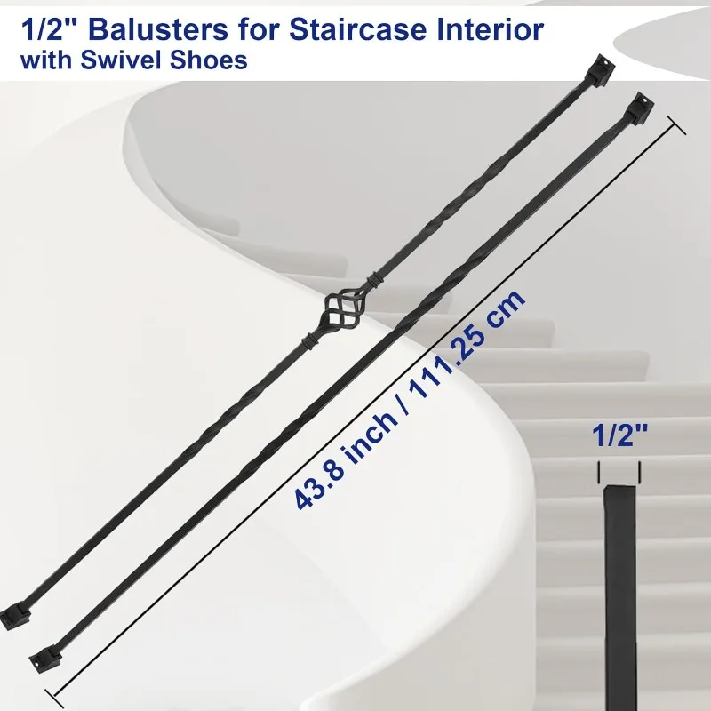 Balusters for Staircase Stair Spindles Hollow Single Basket with Double Twist 1/2" Square Metal Stair Balusters