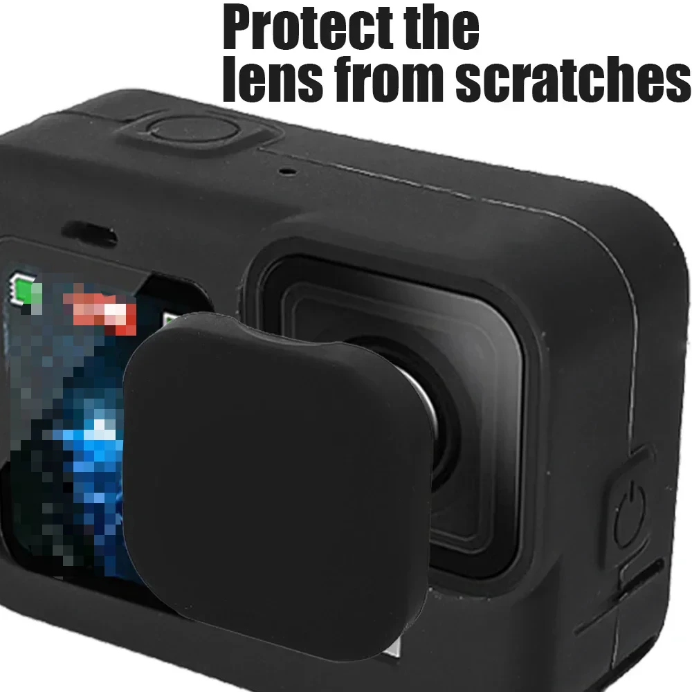 Para GoPro Hero 12 11 10 9 funda de silicona funda protectora cordón Protector de pantalla de vidrio templado tapa de lente para GoPro12 Pro11 10